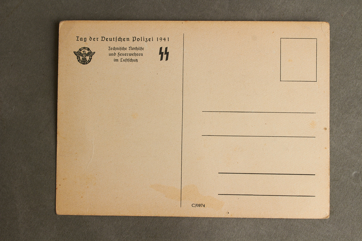 Waffen-SS / Polizei Postcard "Tag der Deutschen Polizei". Rare. Original.