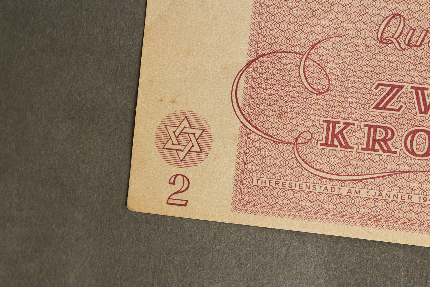 Concentration Camp & Ghetto Theresienstadt "Zwei Kronen" Banknote. Original.