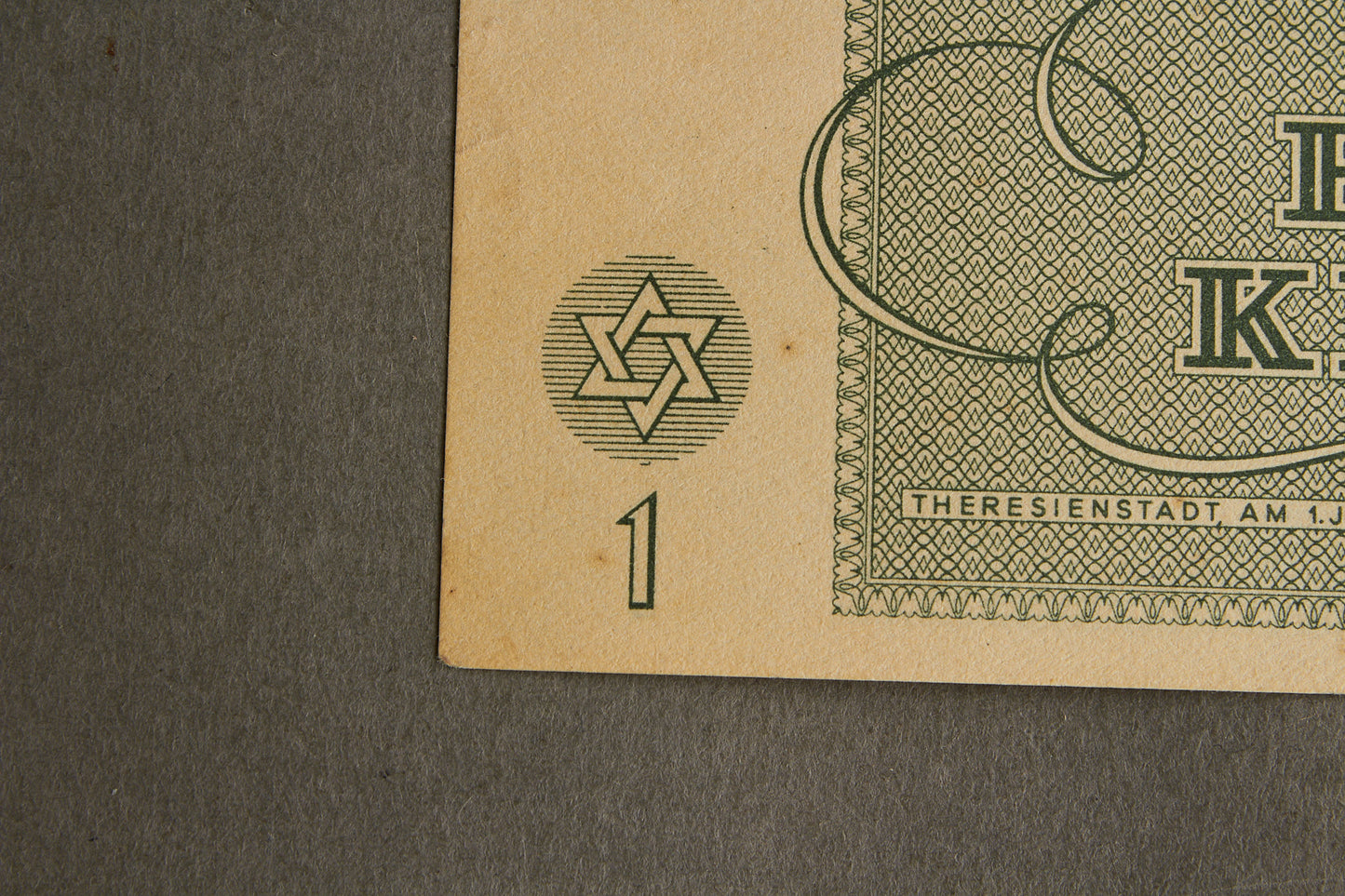 Concentration Camp & Ghetto Theresienstadt "Eine Krone" Banknote. Original.