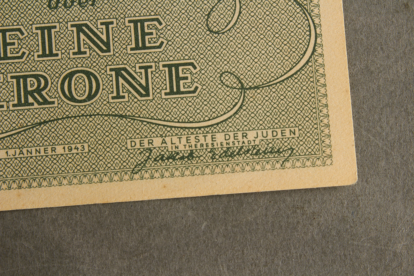Concentration Camp & Ghetto Theresienstadt "Eine Krone" Banknote. Original.