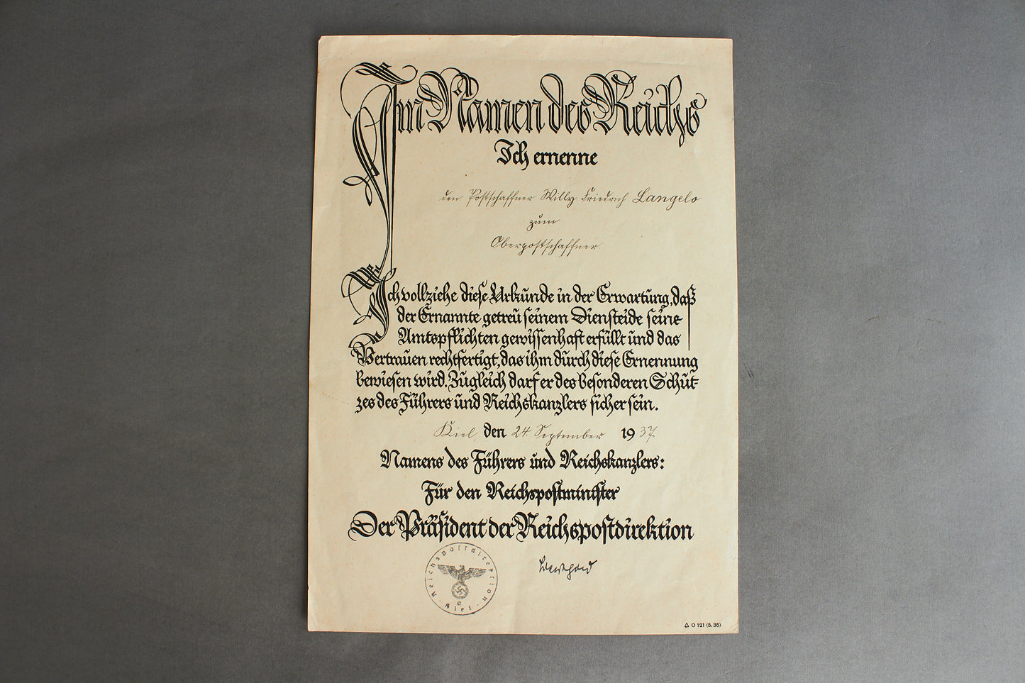 "Treudienst-Ehrenzeichen" 25 Year Service Urkunde Grouping. Original.