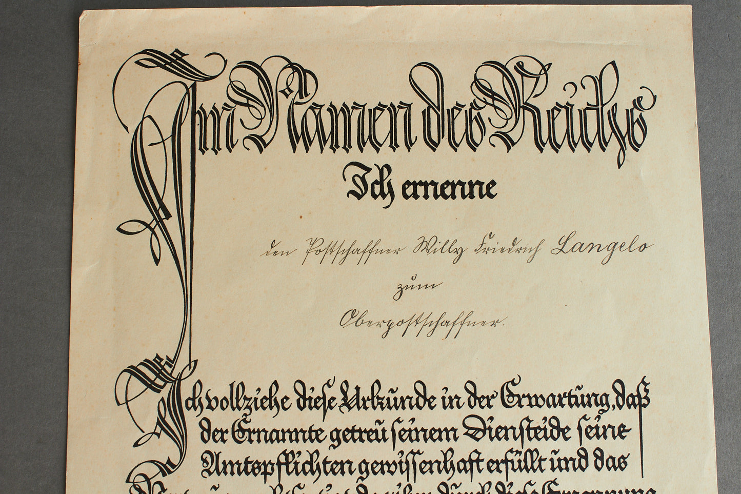 "Treudienst-Ehrenzeichen" 25 Year Service Urkunde Grouping. Original.