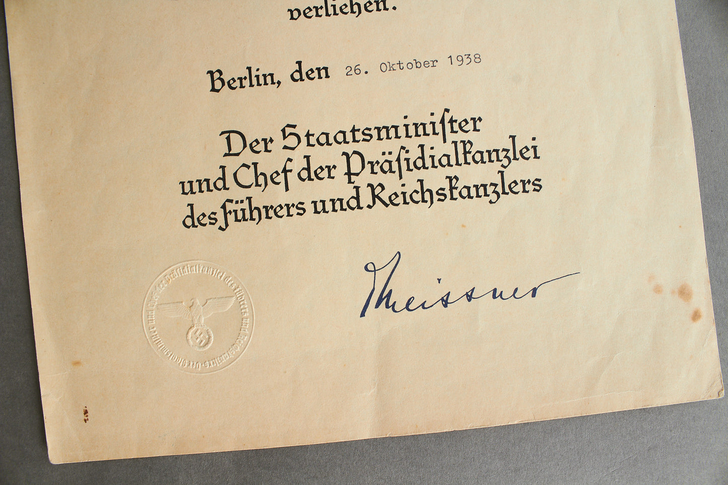 "Treudienst-Ehrenzeichen" 25 Year Service Urkunde Grouping. Original.