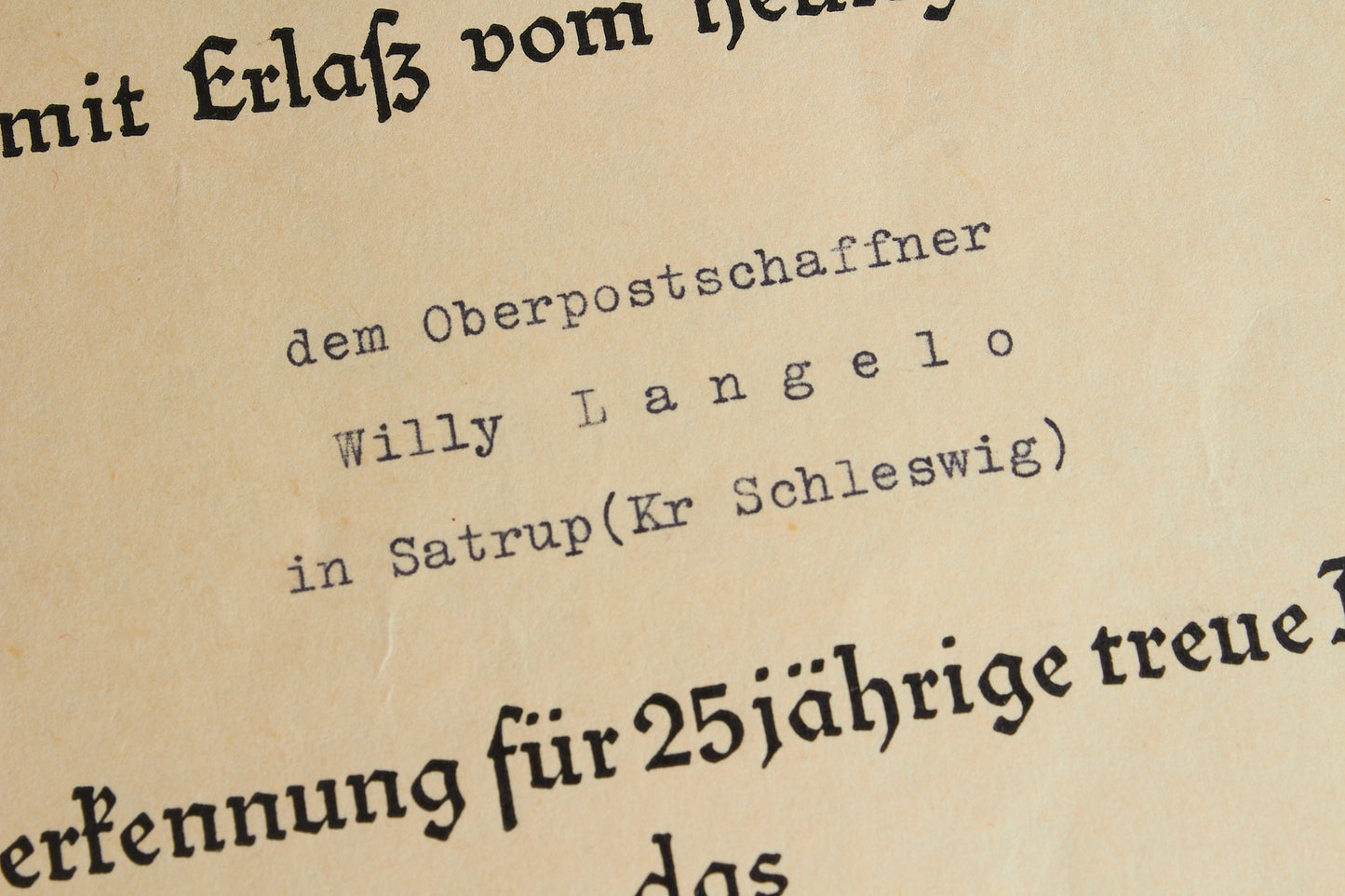 "Treudienst-Ehrenzeichen" 25 Year Service Urkunde Grouping. Original.