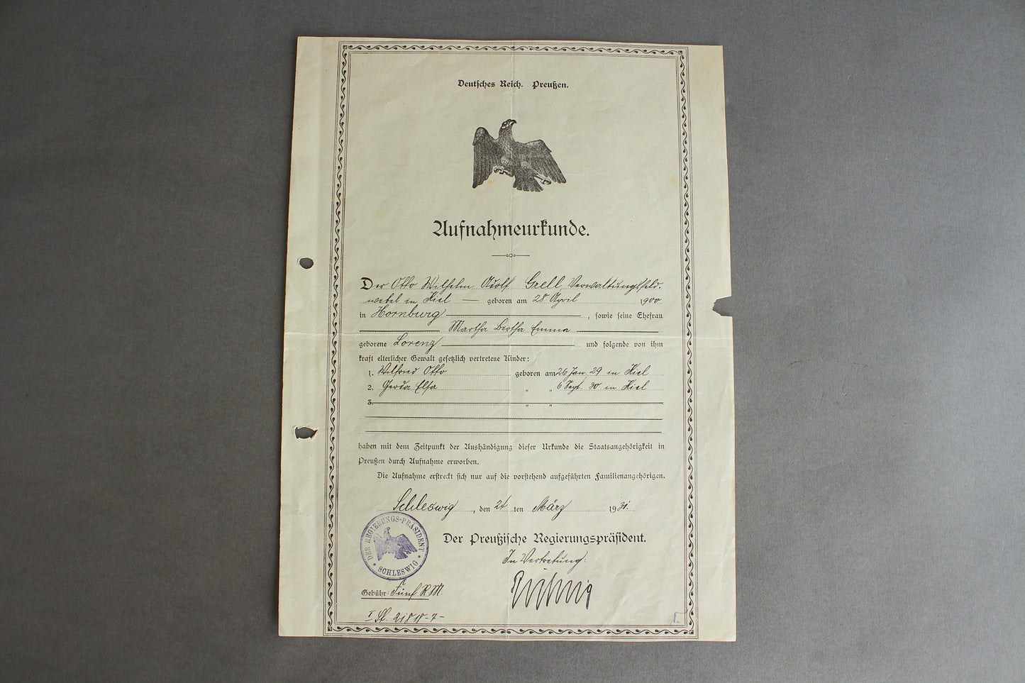 Kriegsmarine Urkunde Grouping. Original.