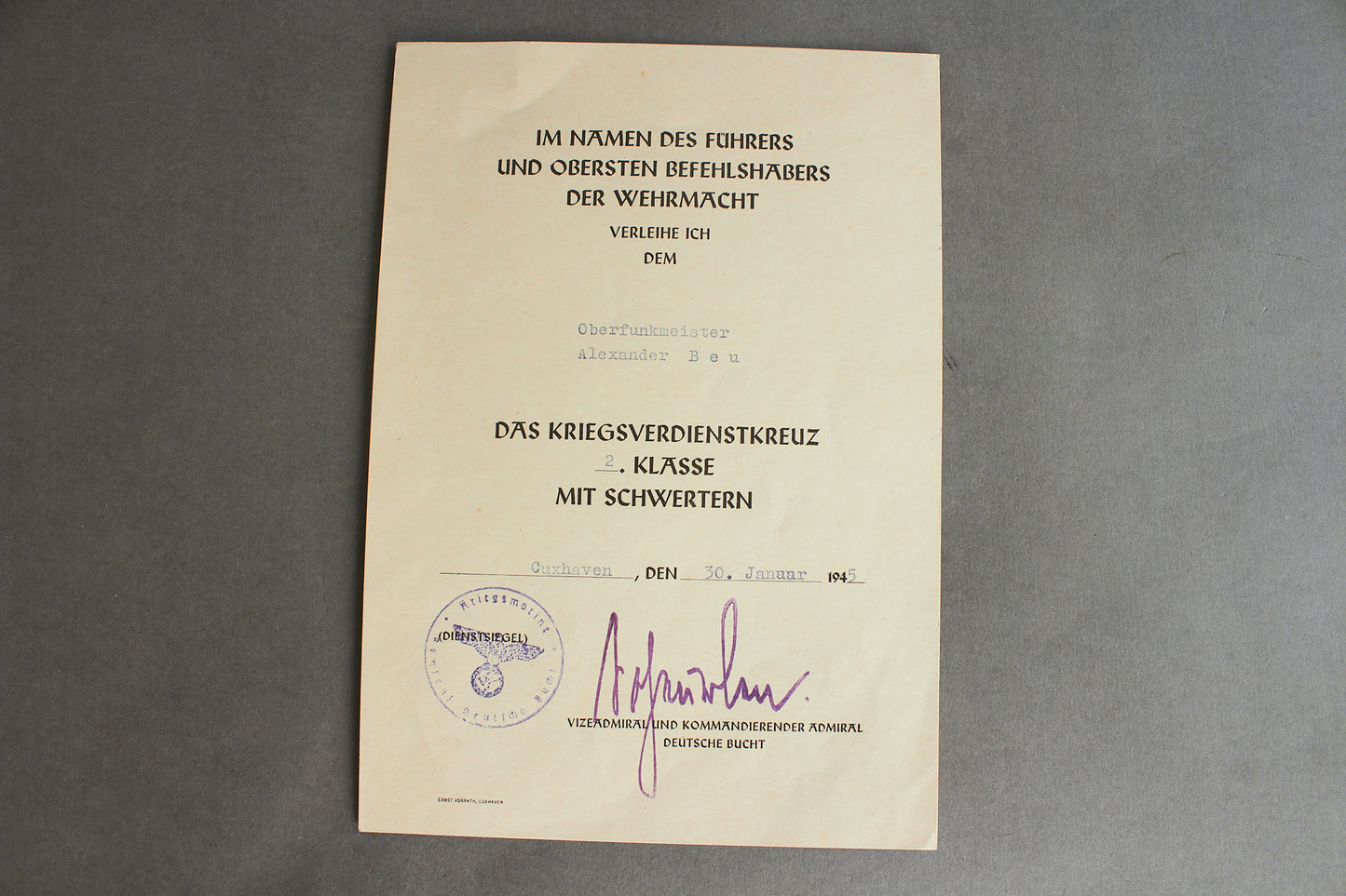 Kriegsmarine "Panzerschiff 'Admiral Scheer'" Grouping. Original.