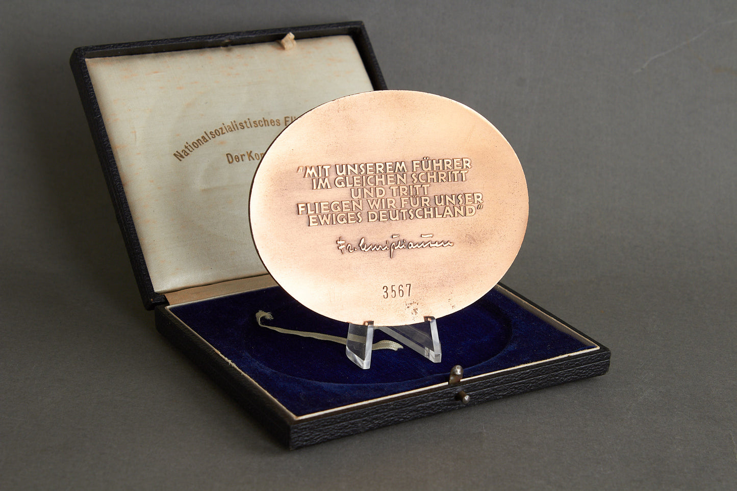 Large NSFK (Nationalsozialistisches Fliegerkorps) "Teilnehmerplakette" from "Deutschlandflug 1938". In box. Original.