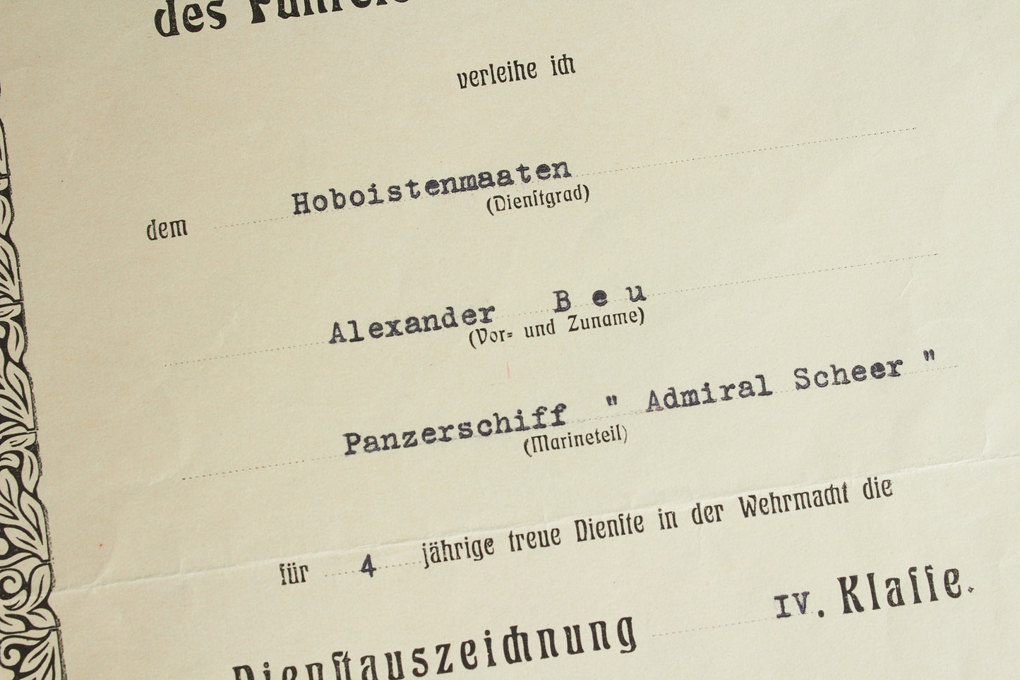 Kriegsmarine "Panzerschiff 'Admiral Scheer'" Grouping. Original.