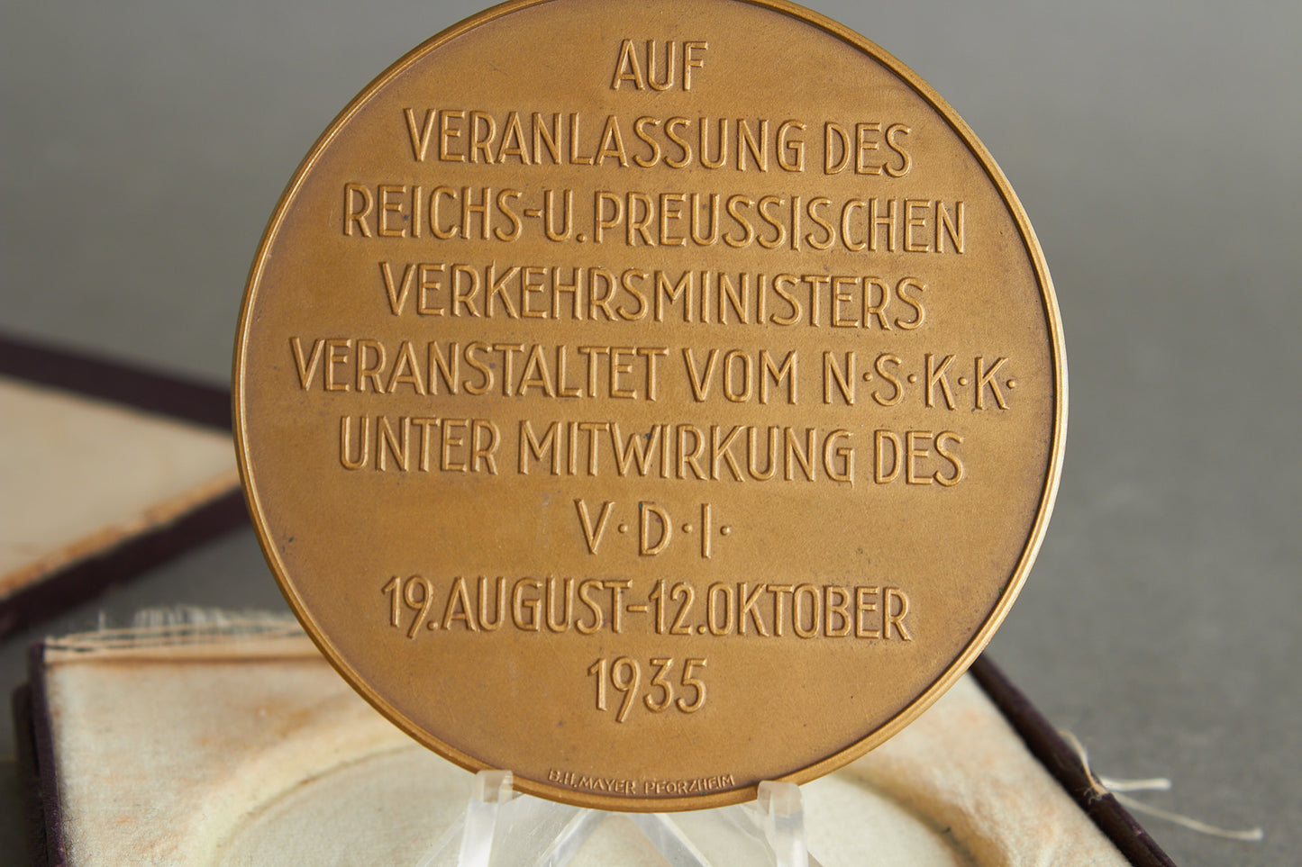 Large & Early 1935 NSKK "Teilnehmerplakette". In box. Original.