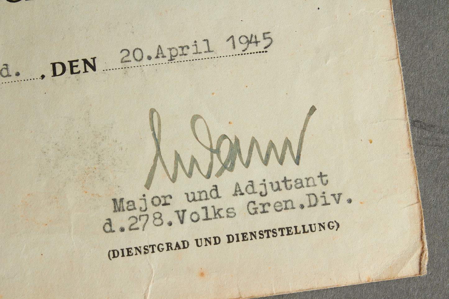 Awarded on Hitlers birthday 20th of april 1945. "Kriegsverdienstkreuz 2. Klasse" w. Swords Urkunde. Original.