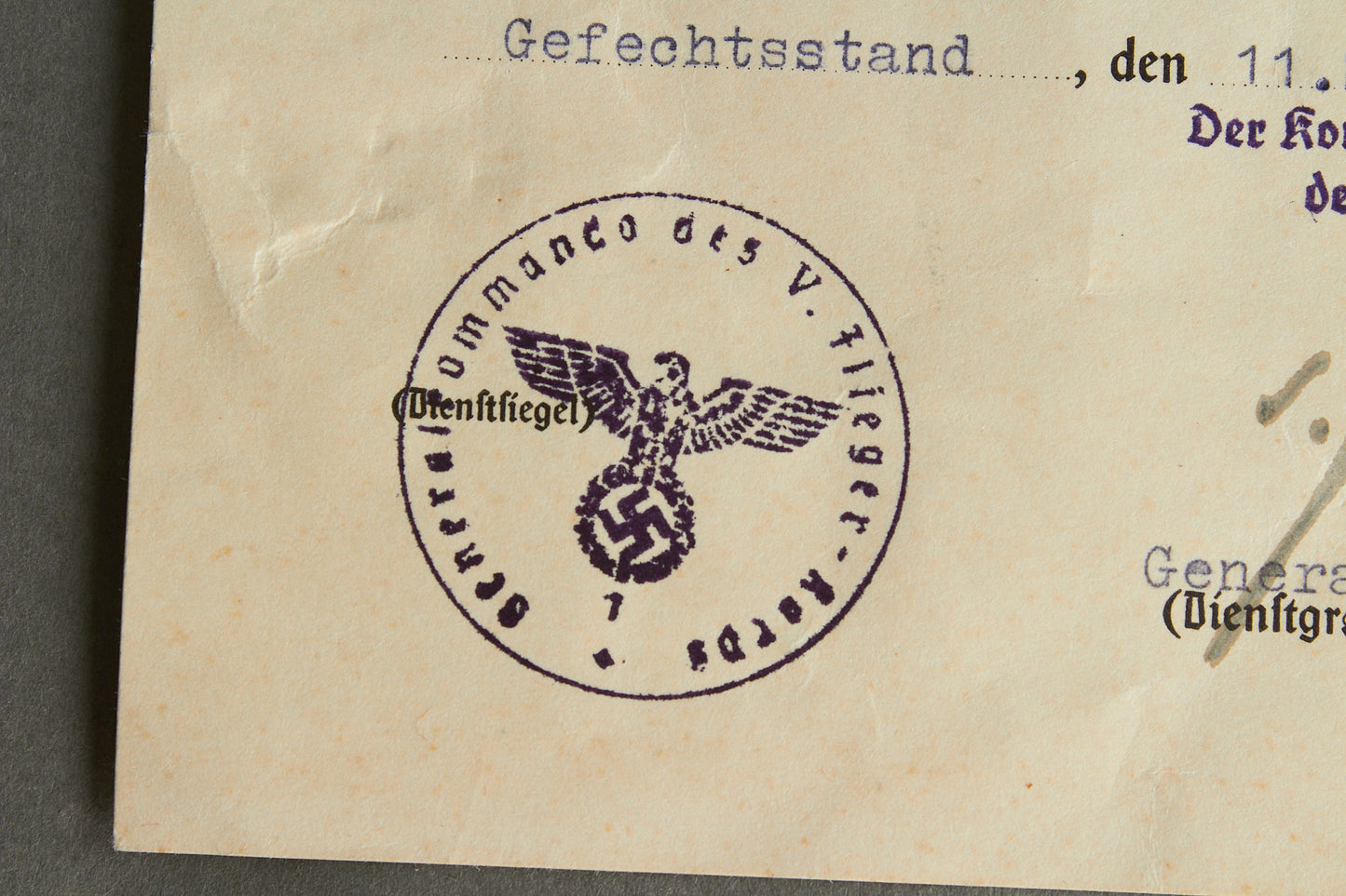Robert Ritter von Greim signed "Kriegsverdienstkreuz 2. Klasse" w. Swords Urkunde. Original.