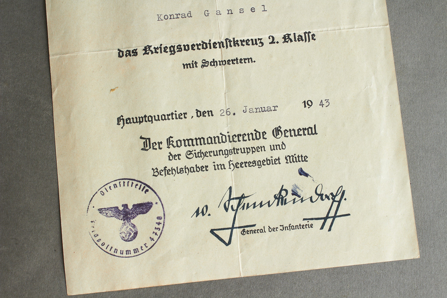 Max Heinrich Moritz Albert von Schenckendorff signed grouping. Original.