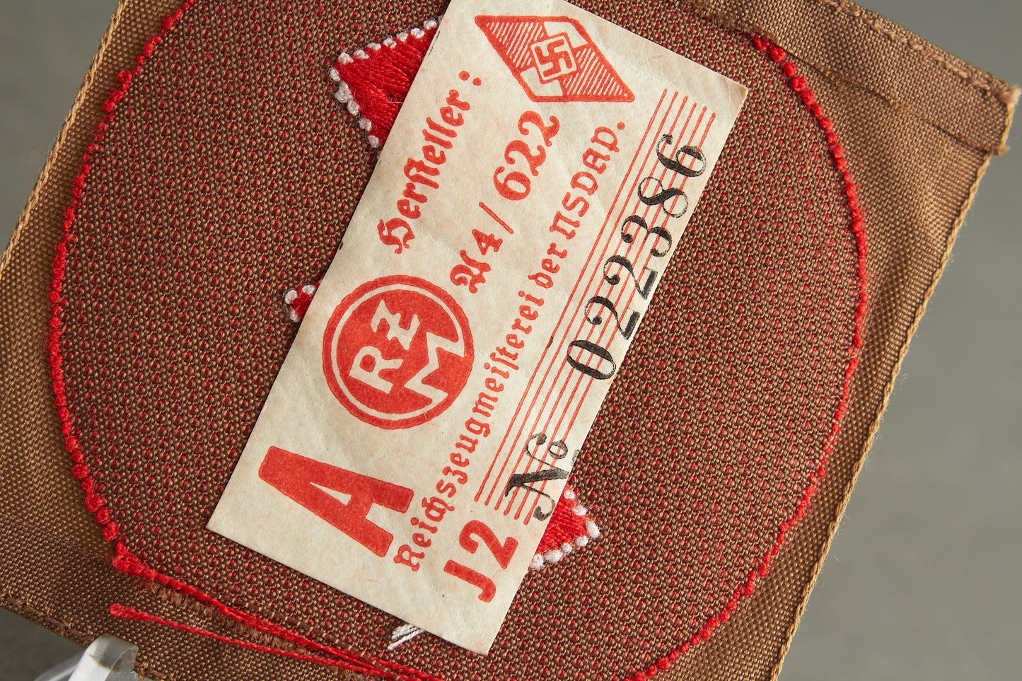 DJ (Deutsche Jungvolk) "Sigrune Ärmelabzeichen". With RZM Tag. Original.