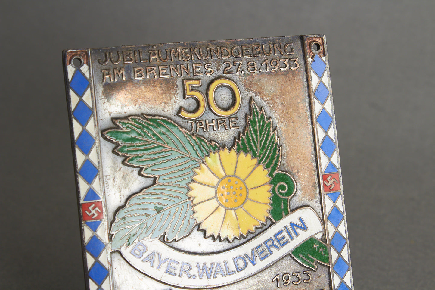 Early ADAC "Plakette" from 1933. Rare. Original.