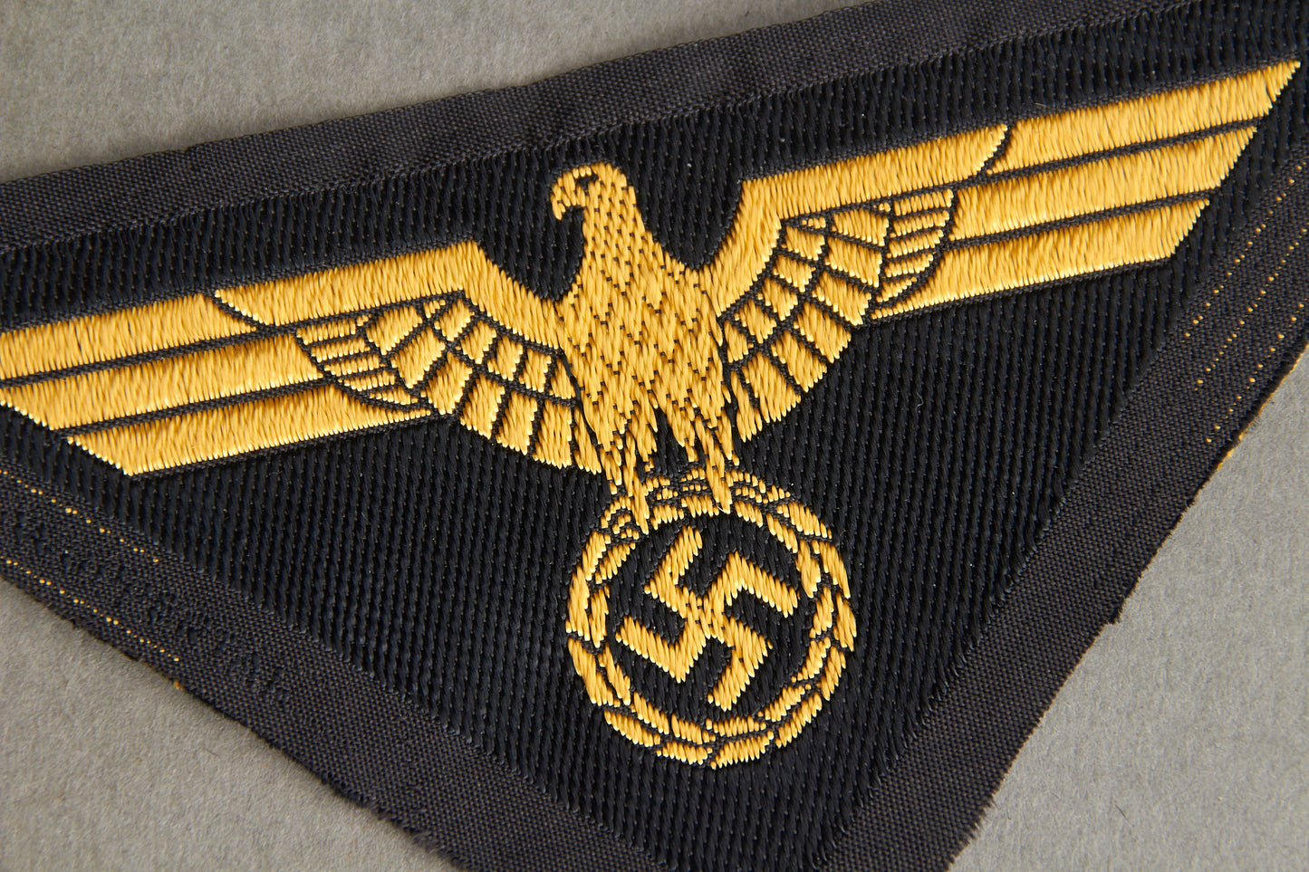 Late War Reichsbahn M44-pattern "Ärmeladler" Sleeve Eagle. Rare. Original.