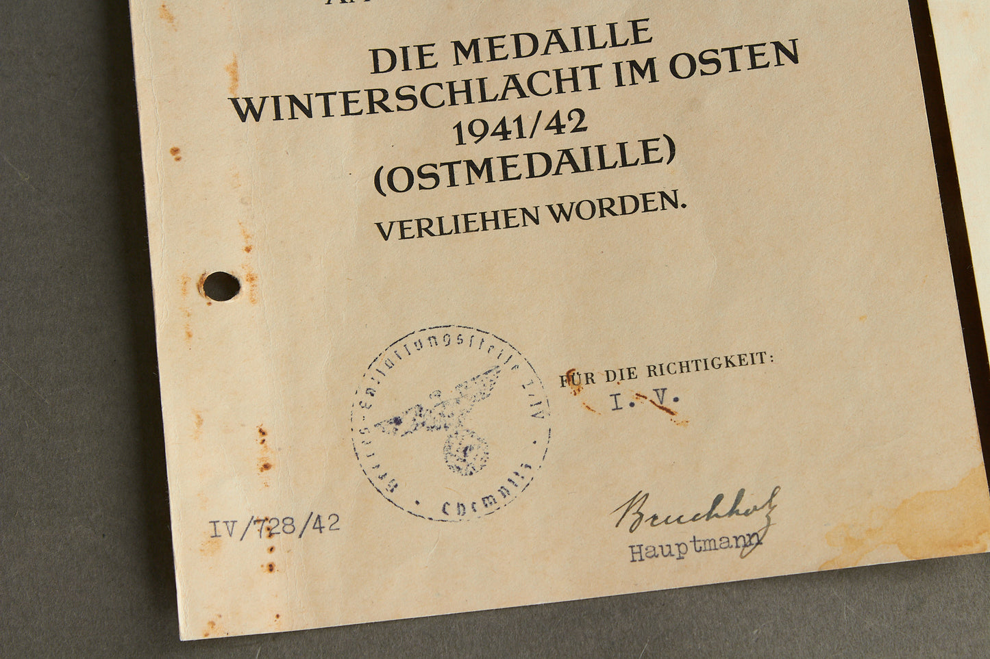 Wehrmacht Urkunde Grouping. Iron Cross 1. Class is signed by Dietrich Kraiss. Original.