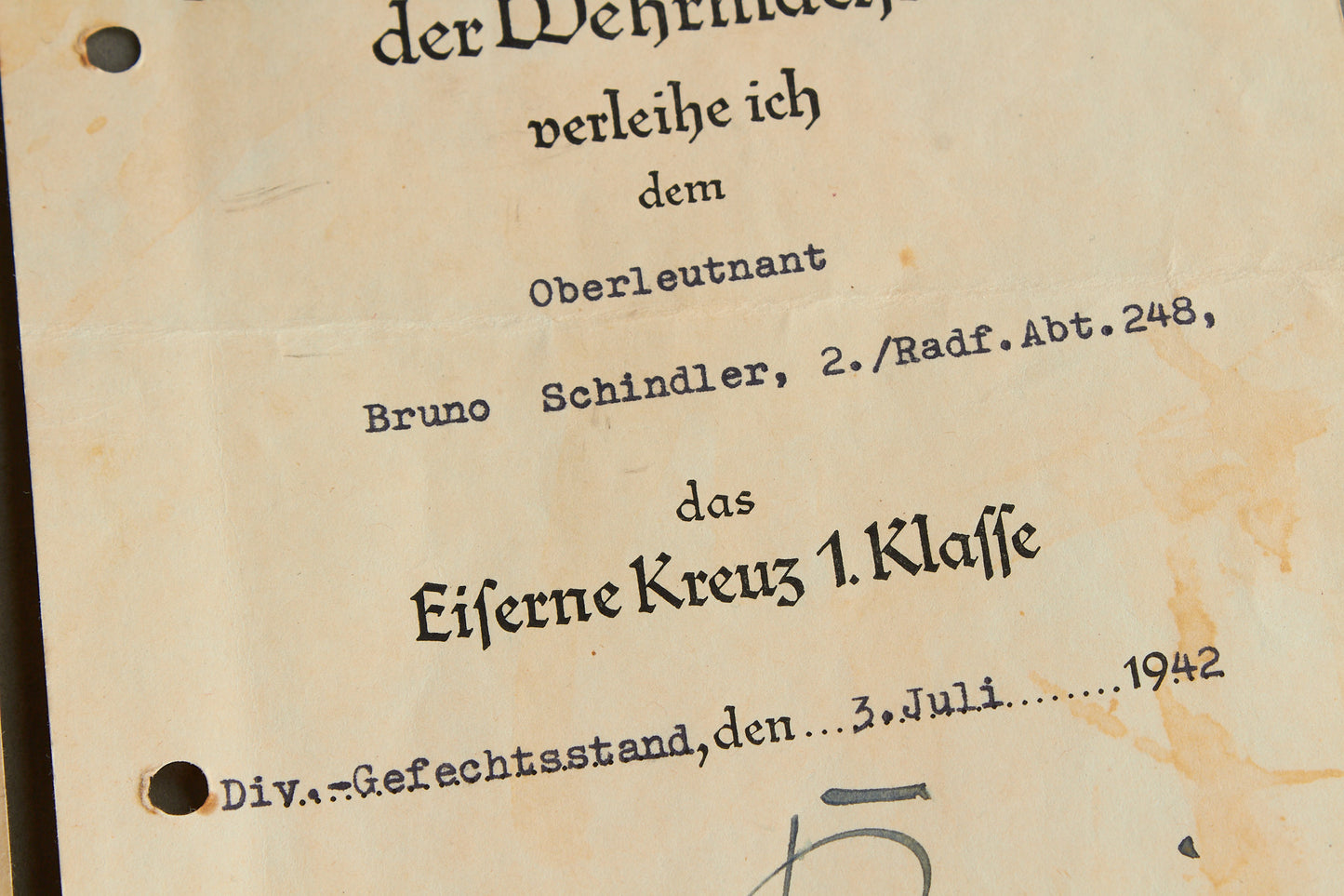 Wehrmacht Urkunde Grouping. Iron Cross 1. Class is signed by Dietrich Kraiss. Original.