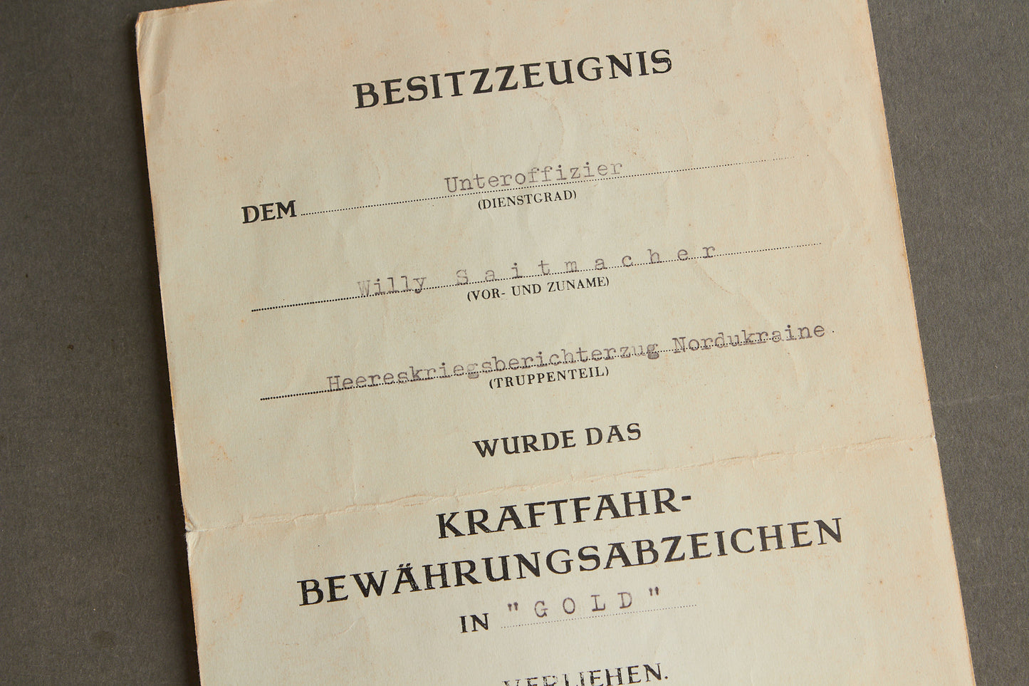 Wehrmacht "Kraftfahrbewährungsabzeichen" Urkunde Grouping. Original.