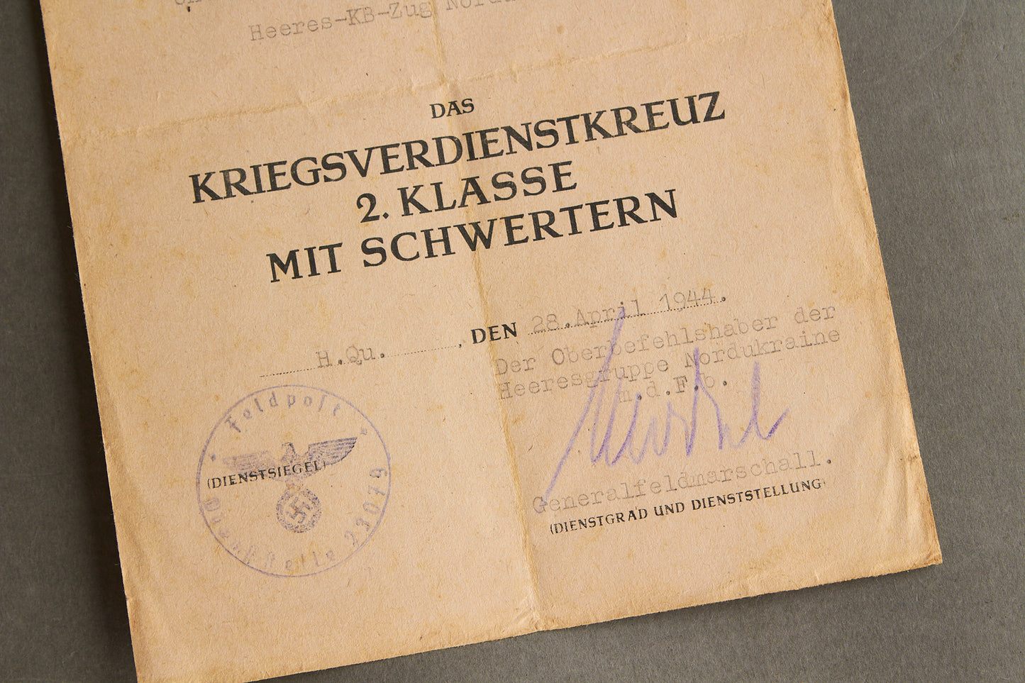 Wehrmacht "Kraftfahrbewährungsabzeichen" Urkunde Grouping. Original.