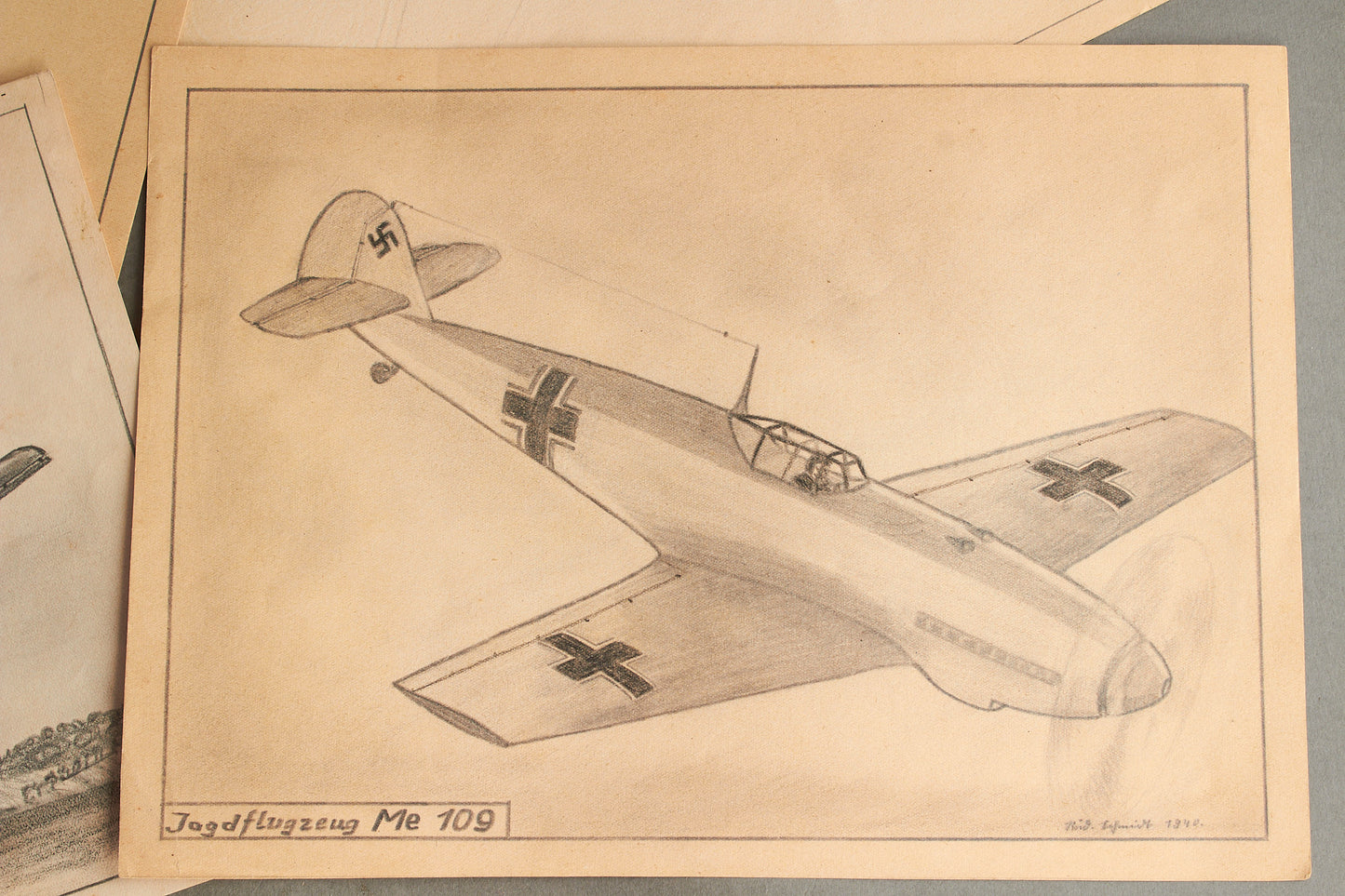 Luftwaffe. 5 Hand-drawn Pictures of Airplanes. Excellent quality and work! Original.