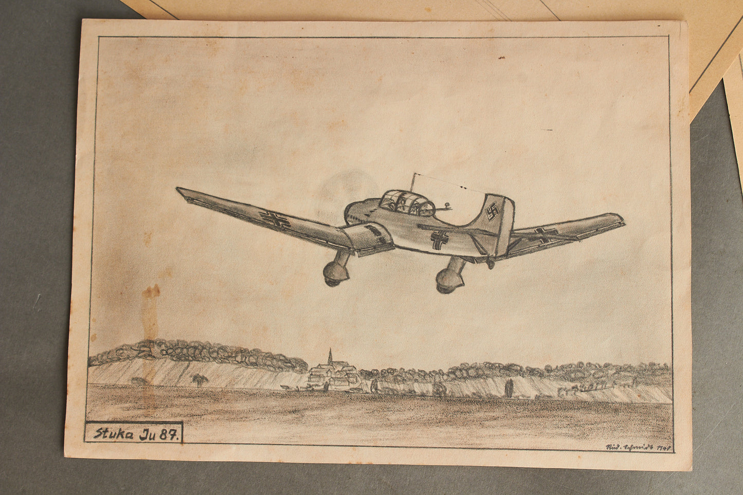Luftwaffe. 5 Hand-drawn Pictures of Airplanes. Excellent quality and work! Original.