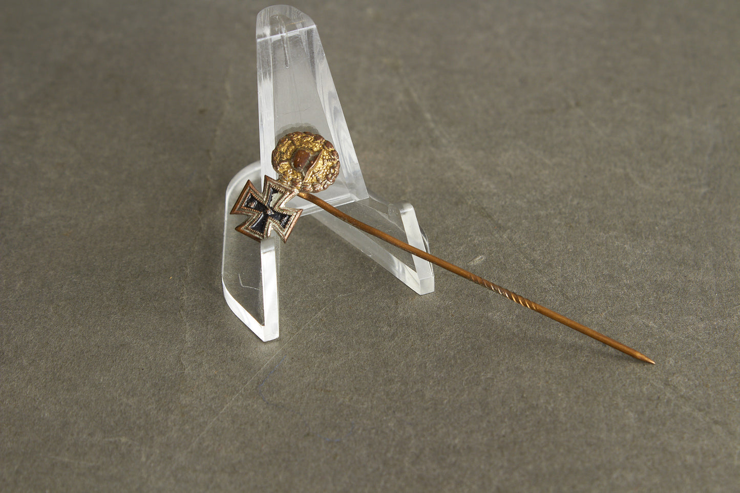 Miniature Iron Cross & Wound badge in Gold miniature stickpin. Original.