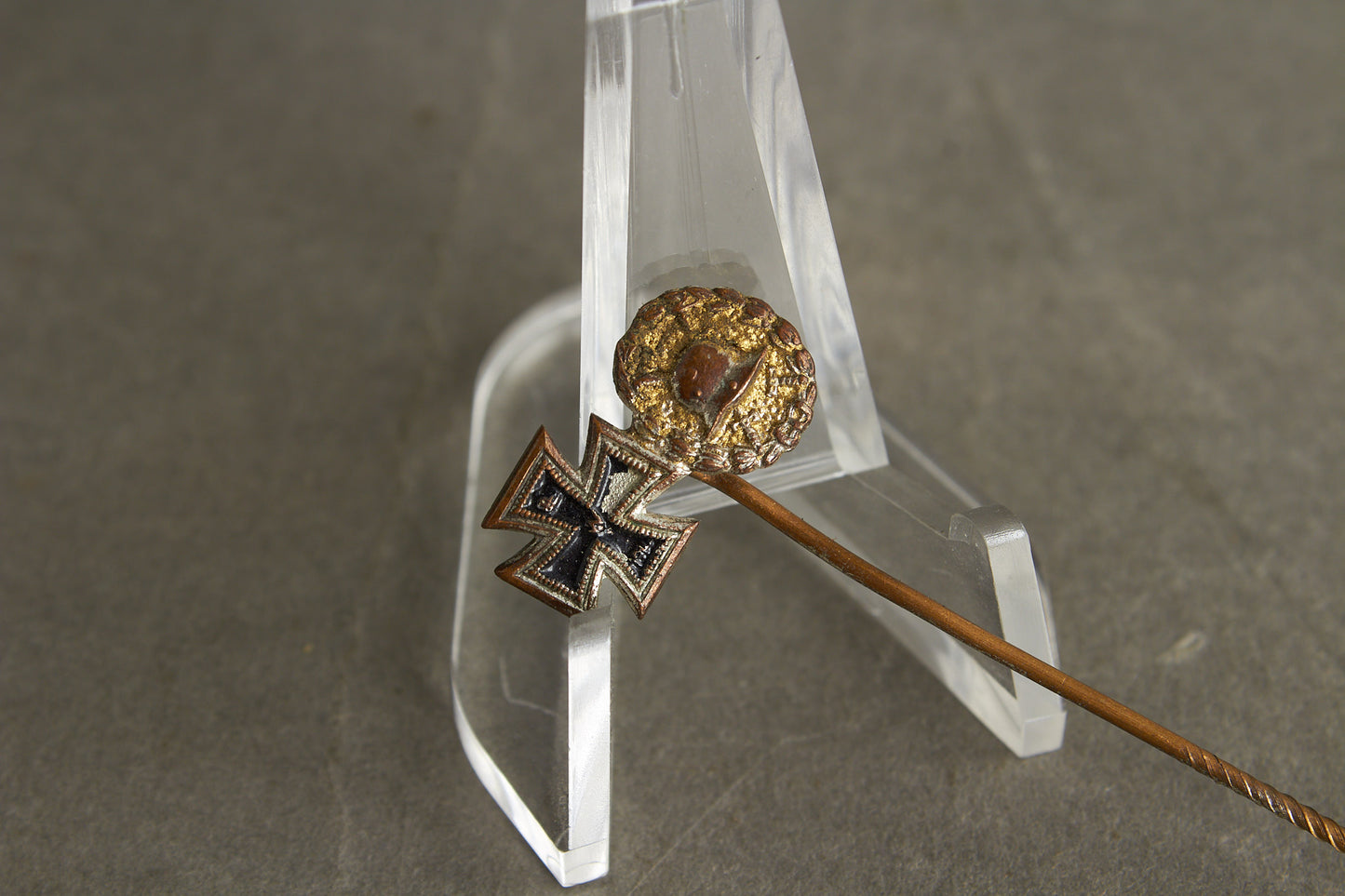 Miniature Iron Cross & Wound badge in Gold miniature stickpin. Original.