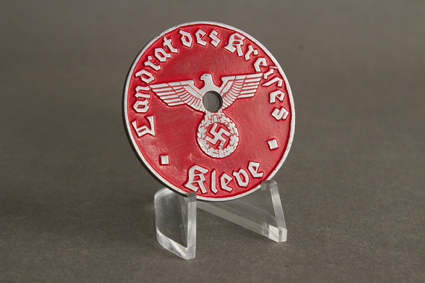 License Plate Tag "Landrat des Kreises Kleve". Original.