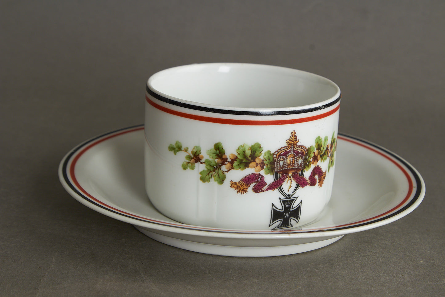 Matching set of "Patriotische Kaffeetasse & Teller" Commemorative Coffee Cup and Plate. Bright colors and no damages. Original.