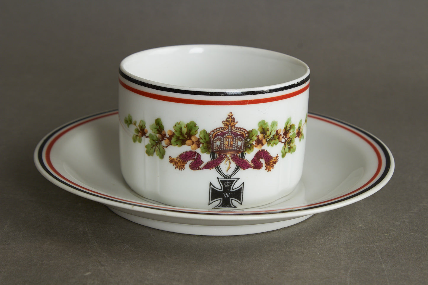 Matching set of "Patriotische Kaffeetasse & Teller" Commemorative Coffee Cup and Plate. Bright colors and no damages. Original.