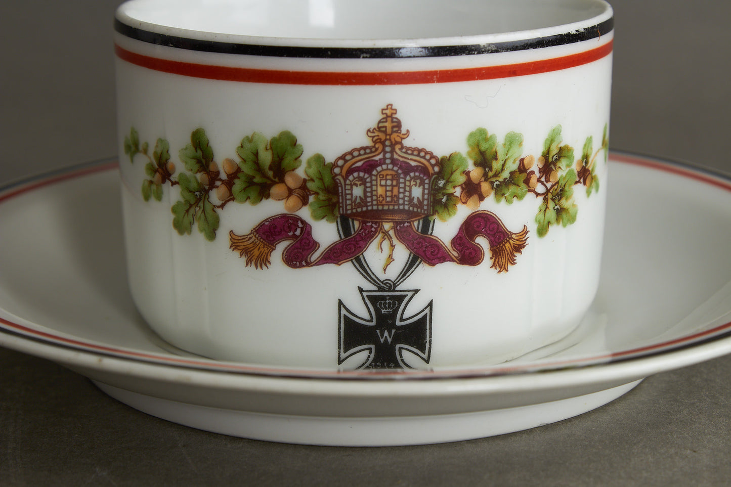 Matching set of "Patriotische Kaffeetasse & Teller" Commemorative Coffee Cup and Plate. Bright colors and no damages. Original.