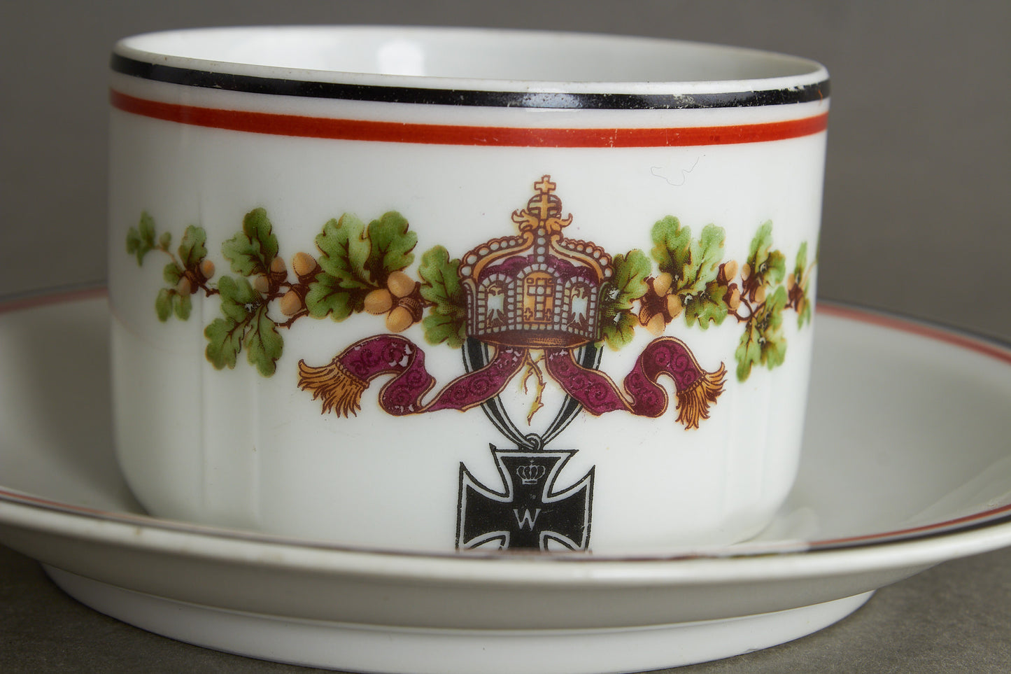 Matching set of "Patriotische Kaffeetasse & Teller" Commemorative Coffee Cup and Plate. Bright colors and no damages. Original.