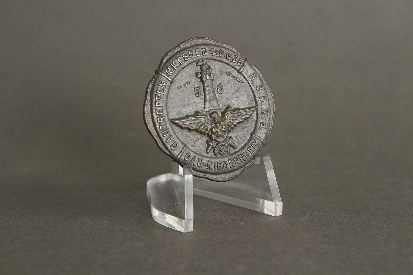 N.S.D.M.B. (Nationalsozialistischer Deutscher Marinebund) Tinnie. Repaired Needle. Original.