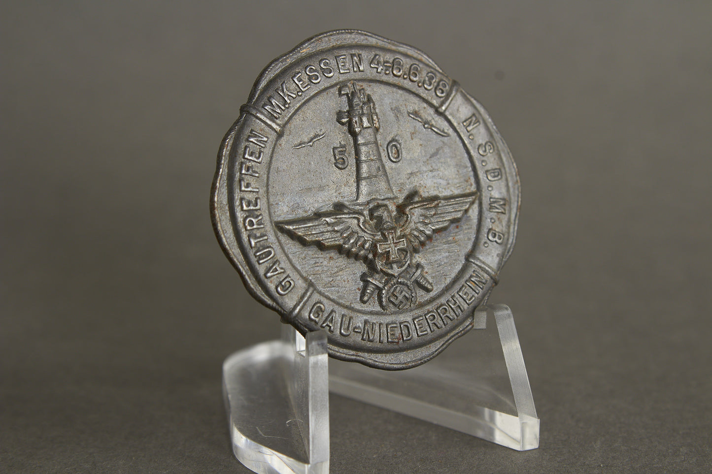 N.S.D.M.B. (Nationalsozialistischer Deutscher Marinebund) Tinnie. Repaired Needle. Original.