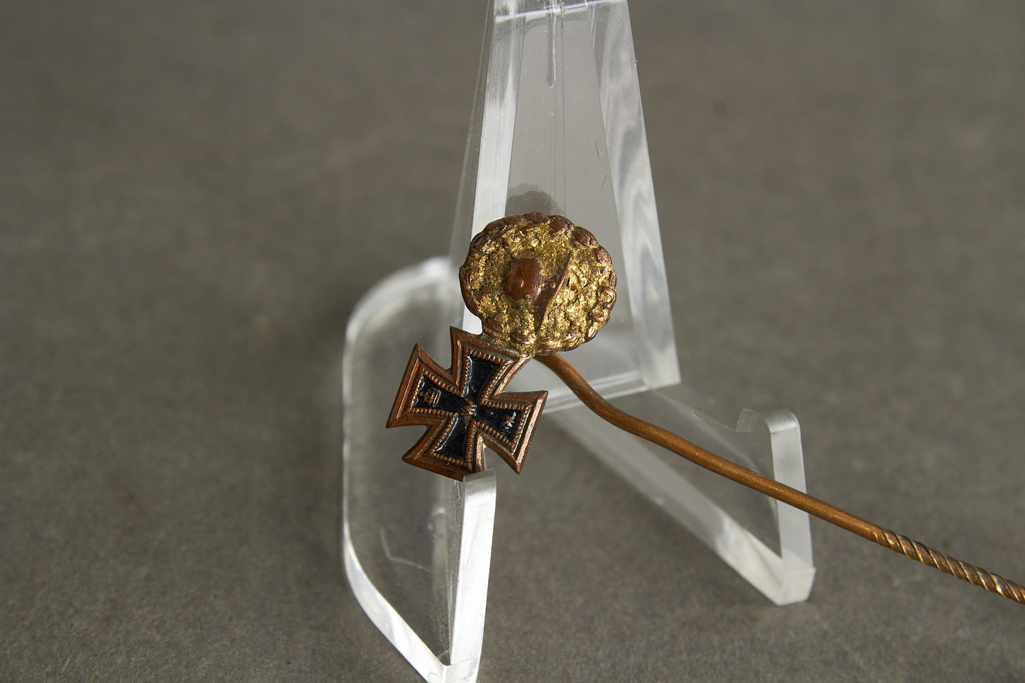 Miniature Iron Cross & Wound badge in Gold miniature stickpin. Original.