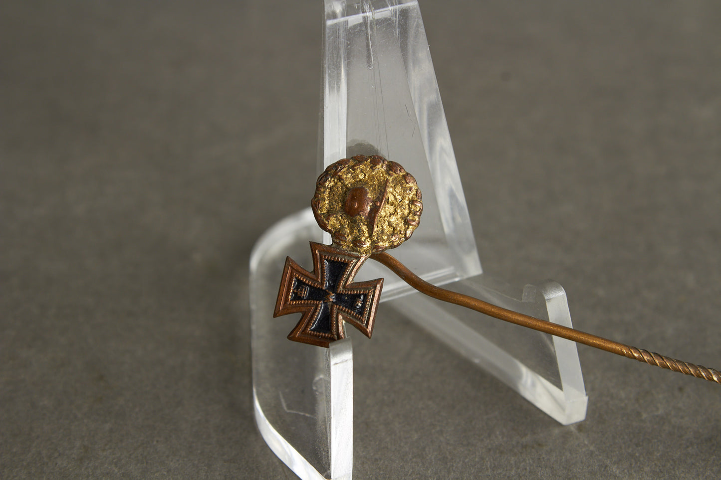 Miniature Iron Cross & Wound badge in Gold miniature stickpin. Original.
