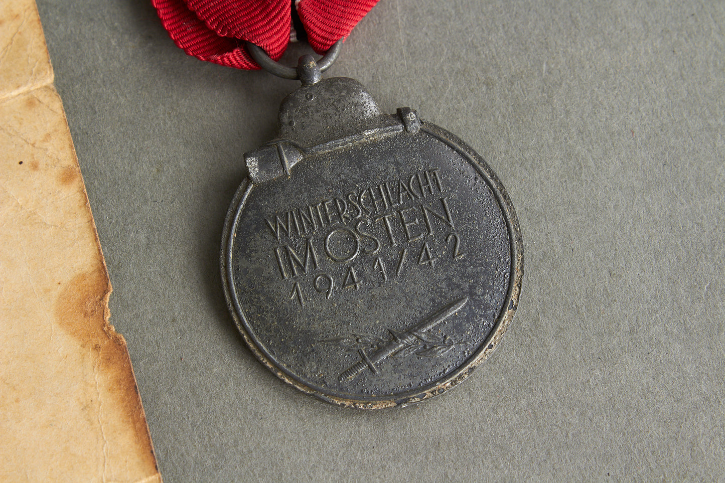 "Winterschlacht im Osten" Medal with Urkunde. Unmarked. Original.