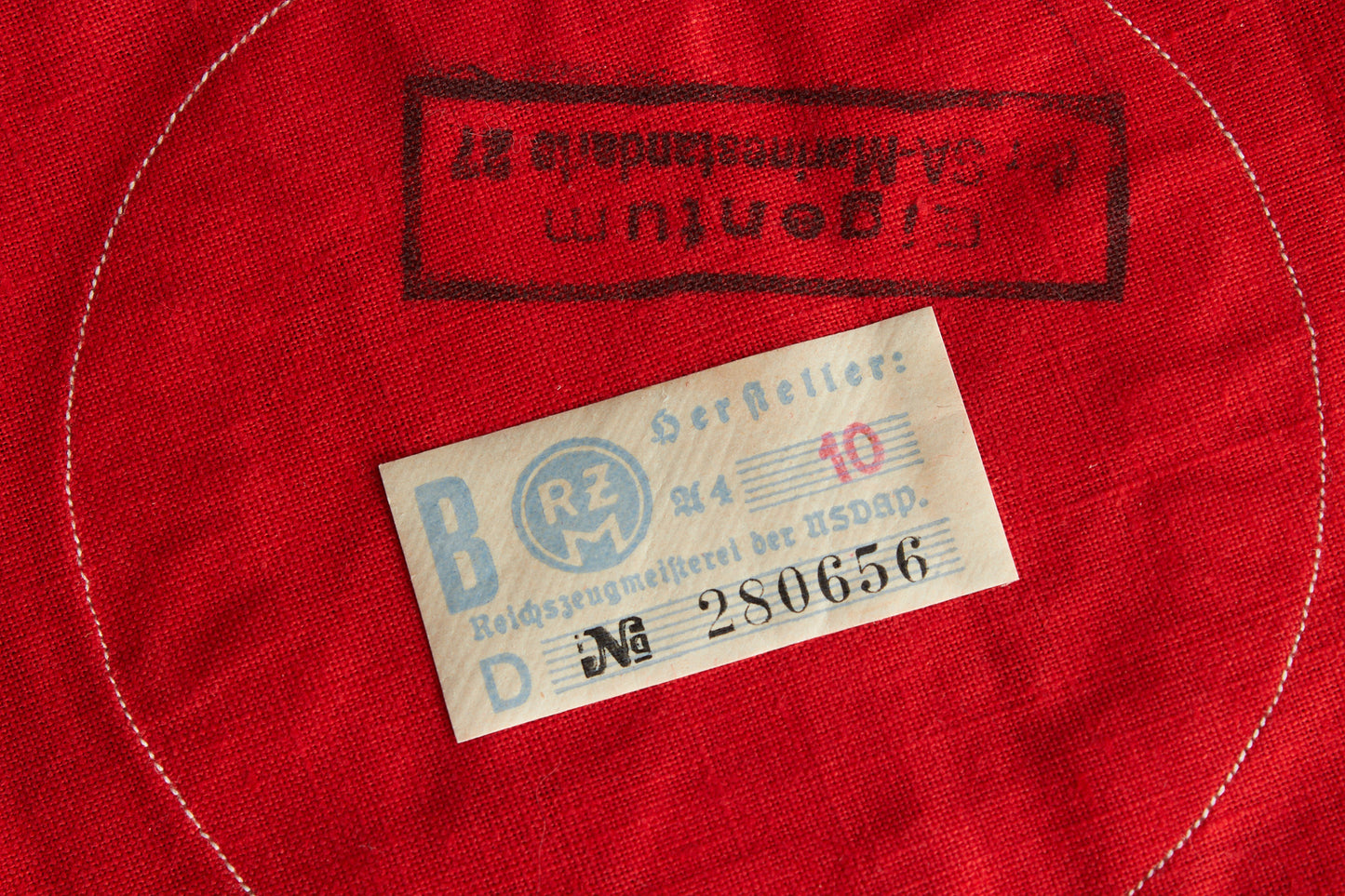 SA (Stumabteilung) "SA-Marinestandarte" Coat Armband. Extremely rare! Marked and with RZM Paper Tag. Original.