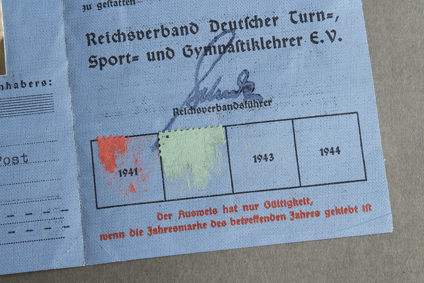 RARE "Reichsverband Deutscher Turn-, Sport-, und Gymnastiklehrer" "Mitglied-Ausweis" Members identification. Original.