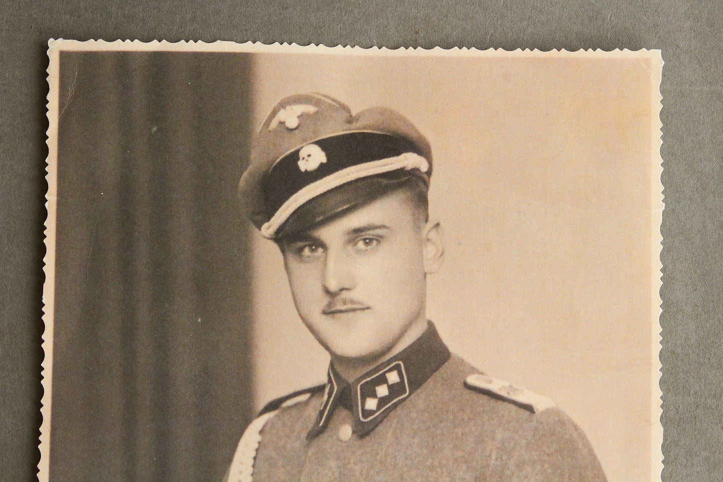 Waffen-SS "Adolf Hitler" Picture. With HJ "Goldene Abzeichen" A5-size. Rare. Original.