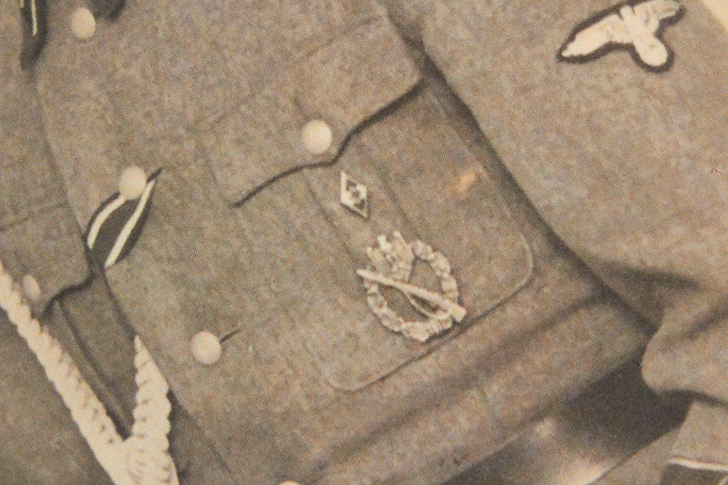 Waffen-SS "Adolf Hitler" Picture. With HJ "Goldene Abzeichen" A5-size. Rare. Original.