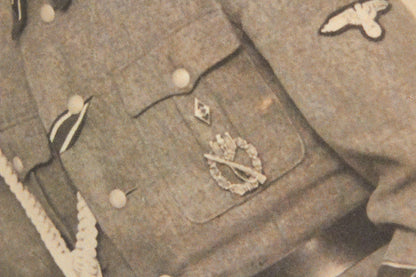 Waffen-SS "Adolf Hitler" Picture. With HJ "Goldene Abzeichen" A5-size. Rare. Original.