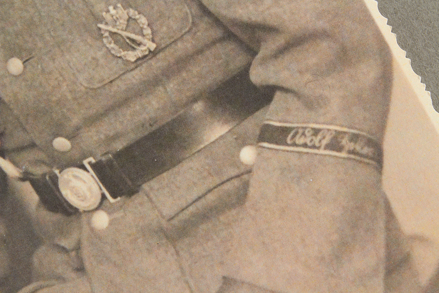 Waffen-SS "Adolf Hitler" Picture. With HJ "Goldene Abzeichen" A5-size. Rare. Original.