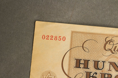 Concentration Camp & Ghetto Theresienstadt "Hundert Kronen" Banknote. Original.