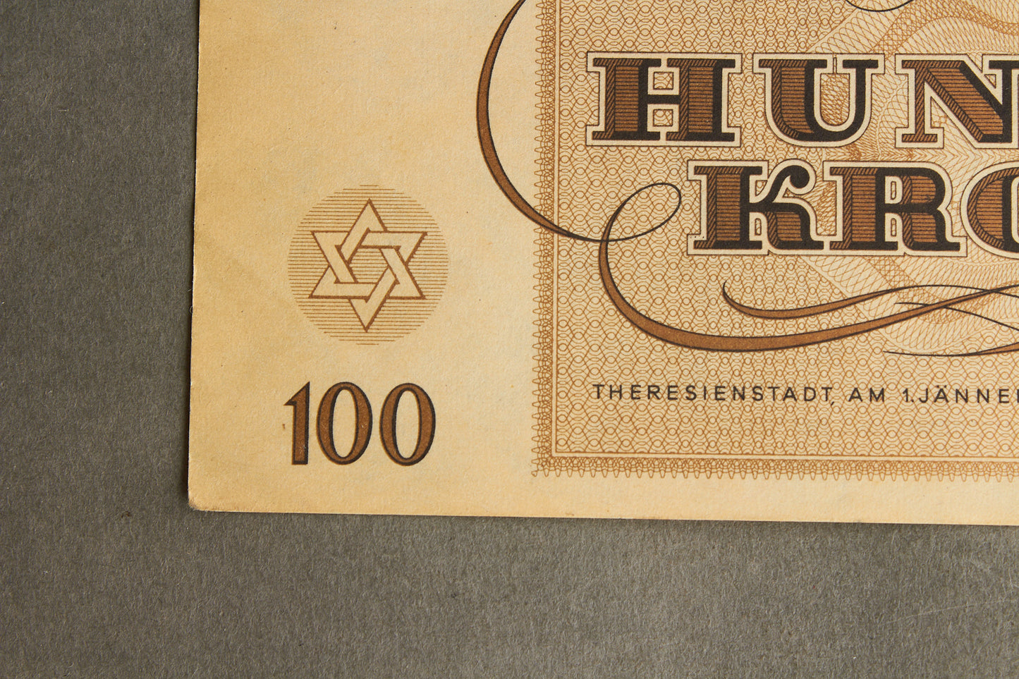 Concentration Camp & Ghetto Theresienstadt "Hundert Kronen" Banknote. Original.