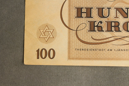 Concentration Camp & Ghetto Theresienstadt "Hundert Kronen" Banknote. Original.