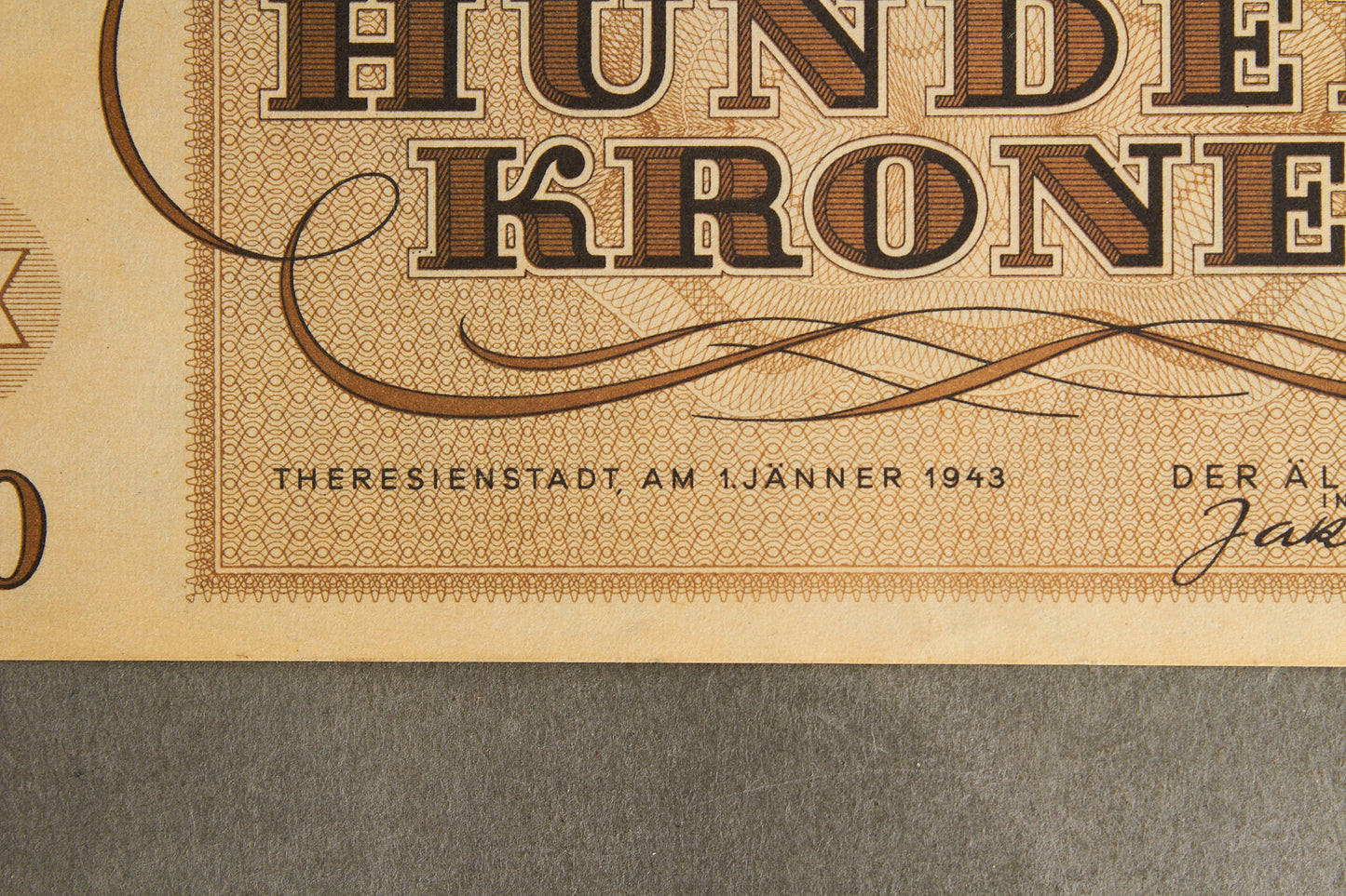 Concentration Camp & Ghetto Theresienstadt "Hundert Kronen" Banknote. Original.
