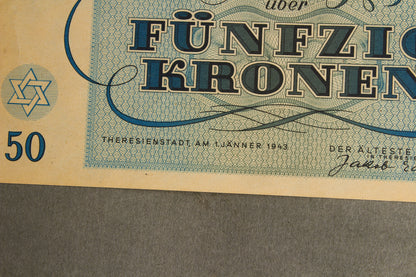 Concentration Camp & Ghetto Theresienstadt "Fünfzig Kronen" Banknote. Original.