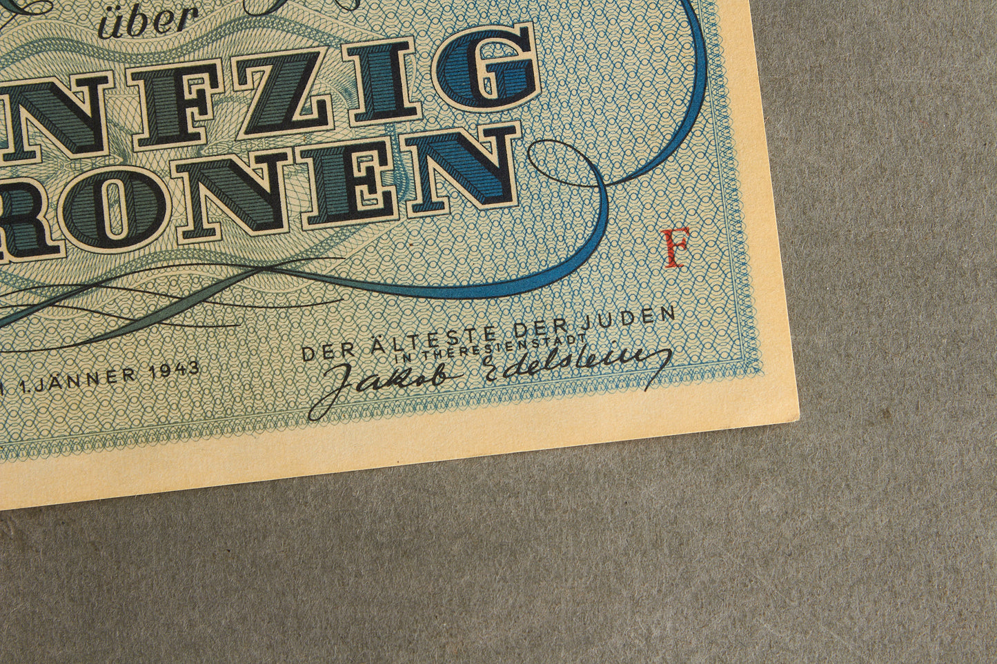 Concentration Camp & Ghetto Theresienstadt "Fünfzig Kronen" Banknote. Original.