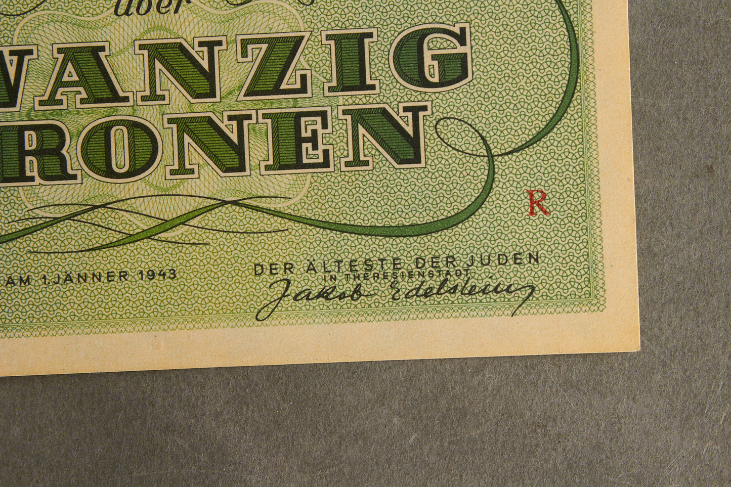 Concentration Camp & Ghetto Theresienstadt "Zwanzig Kronen" Banknote. Original.